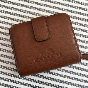 Coach Brown Embossed Pebble Leather Zip Around Medium Wallet F52714